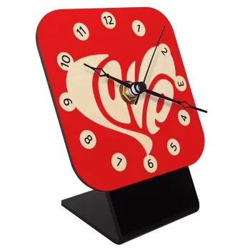 Love, Επιτραπέζιο ρολόι σε φυσικό ξύλο (10cm)
