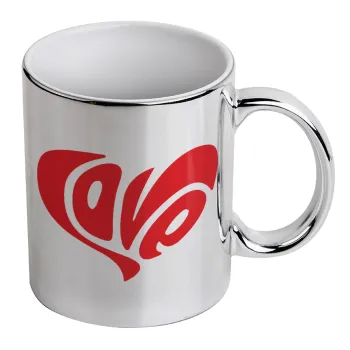 Love, Mug ceramic, silver mirror, 330ml
