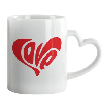 Love, Mug heart handle, ceramic, 330ml