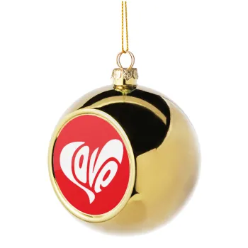Love, Golden Christmas tree ball ornament 8cm