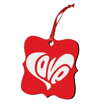 Love, Christmas ornament polygon wooden 7.5cm