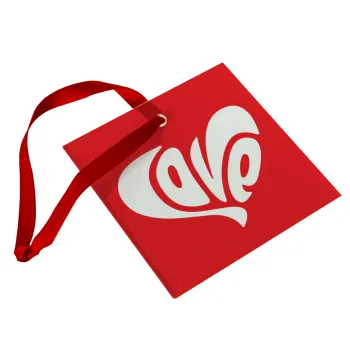 Love, Στολίδι Χριστουγεννιάτικο στολίδι γυάλινο τετράγωνο 9x9cm