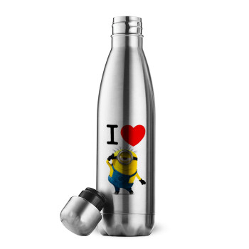 I love by minion, Inox (Stainless steel) double-walled metal mug, 500ml