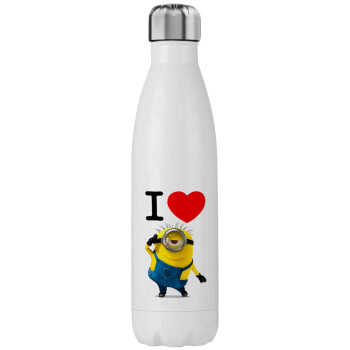 I love by minion, Μεταλλικό παγούρι θερμός (Stainless steel), διπλού τοιχώματος, 750ml
