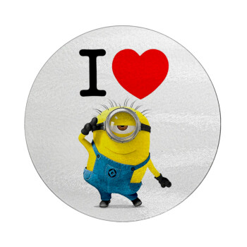 I love by minion, Επιφάνεια κοπής γυάλινη στρογγυλή (30cm)