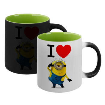 I love by minion, Κούπα Μαγική εσωτερικό πράσινο, κεραμική 330ml που αλλάζει χρώμα με το ζεστό ρόφημα