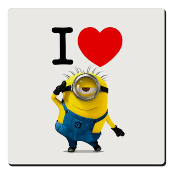 I love by minion, Τετράγωνο μαγνητάκι ξύλινο 6x6cm