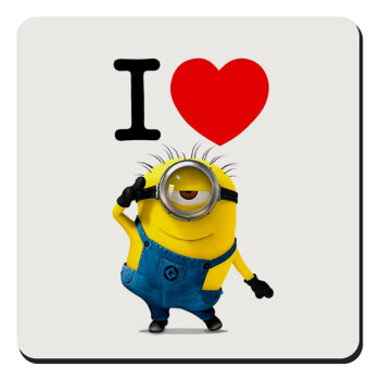 I love by minion, Τετράγωνο μαγνητάκι ξύλινο 9x9cm