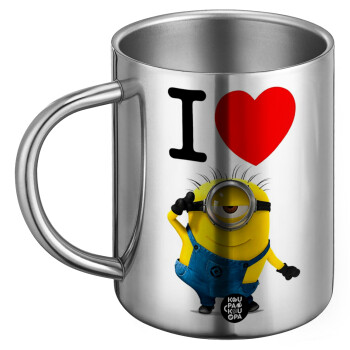 I love by minion, BIG Mug Stainless steel double wall (450ml)