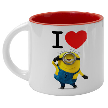 I love by minion, Κούπα κεραμική 400ml Λευκή/Κόκκινη
