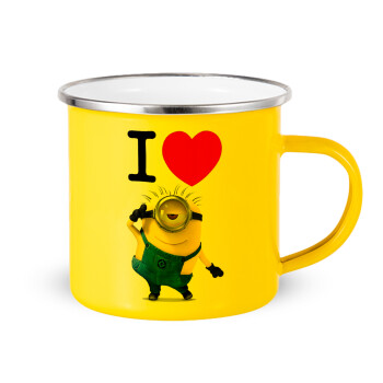 I love by minion, Yellow Enamel Metallic Cup 360ml