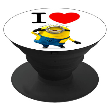 I love by minion, Phone Holders Stand  Black Hand-held Mobile Phone Holder