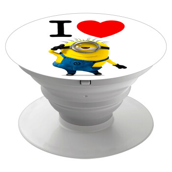 I love by minion, Phone Holders Stand  White Hand-held Mobile Phone Holder