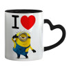 Mug heart black handle, ceramic, 330ml
