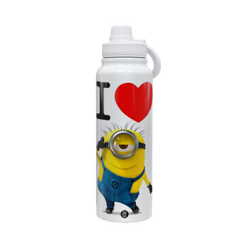 I love by minion, 1L Stainless Steel Thermal Bottle with Phone Holder & Double Wall Insulation