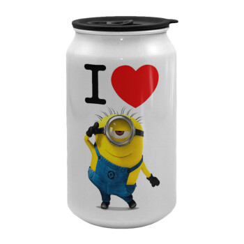 I love by minion, Κούπα ταξιδιού μεταλλική με καπάκι (tin-can) 500ml