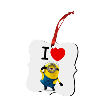I love by minion, Christmas ornament polygon wooden 7.5cm