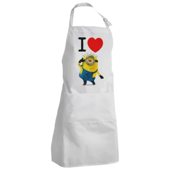I love by minion, Ποδιά Σεφ Ολόσωμη Ενήλικων (με ρυθμιστικά και 2 τσέπες)