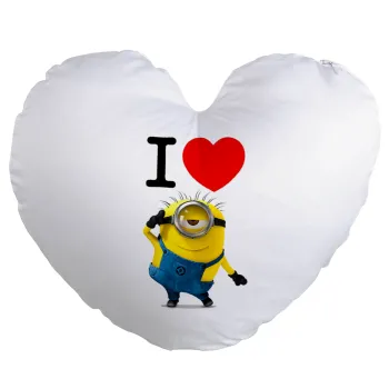 I love by minion, Μαξιλάρι καναπέ καρδιά 40x40cm περιέχεται το  γέμισμα