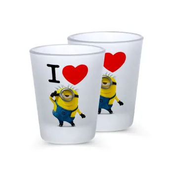 I love by minion, Σφηνοπότηρα γυάλινα 45ml του πάγου (2 τεμάχια)