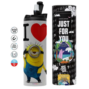 I love by minion, Tumbler stainless steel GREY 600ml