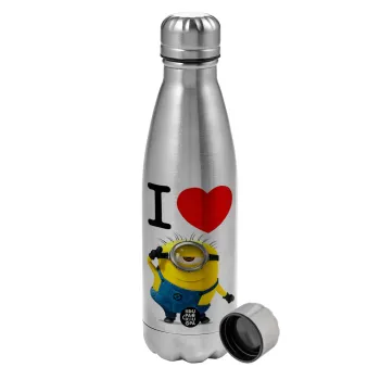 I love by minion, Μεταλλικό παγούρι νερού, ανοξείδωτο ατσάλι, 750ml
