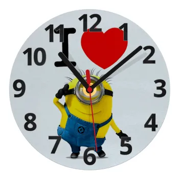 I love by minion, Ρολόι τοίχου γυάλινο (20cm)