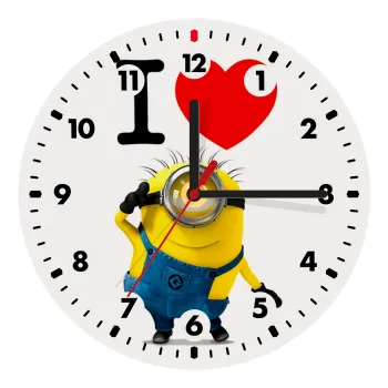 I love by minion, Wooden wall clock (20cm)