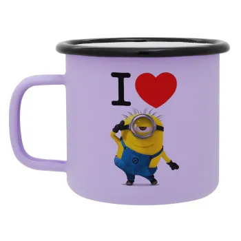 I love by minion, Κούπα Μεταλλική εμαγιέ ΜΑΤ Light Pastel Purple 360ml