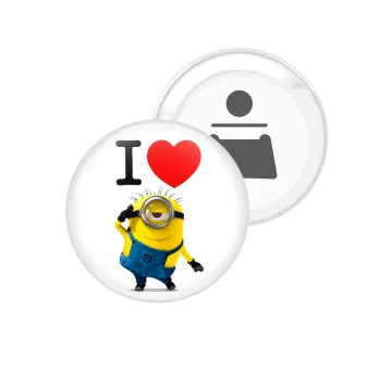 I love by minion, Μαγνητάκι και ανοιχτήρι μπύρας στρογγυλό διάστασης 5,9cm