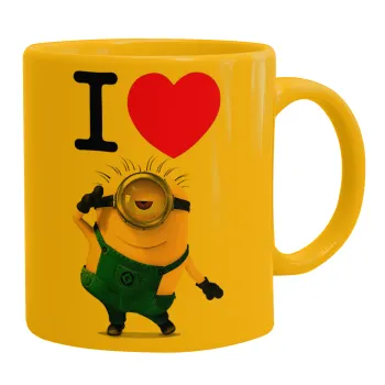 I love by minion, Κούπα, κεραμική κίτρινη, 330ml