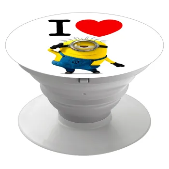 I love by minion, Phone Holders Stand  White Hand-held Mobile Phone Holder