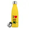 Yellow Stainless Steel Metallic Thermos, double-walled, 500ml