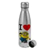 Metallic water bottle, stainless steel, 750ml