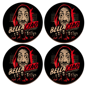 Bella Ciao  Somos La resistencia, ΣΕΤ x4 Σουβέρ ξύλινα στρογγυλά plywood (9cm)