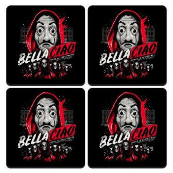 Bella Ciao  Somos La resistencia, ΣΕΤ 4 Σουβέρ ξύλινα τετράγωνα (9cm)