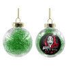 Transparent Christmas tree ball ornament with green filling 8cm