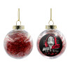 Transparent Christmas tree ball ornament with red filling 8cm