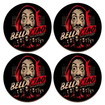 Bella Ciao  Somos La resistencia, ΣΕΤ x4 Σουβέρ ξύλινα στρογγυλά plywood (9cm)