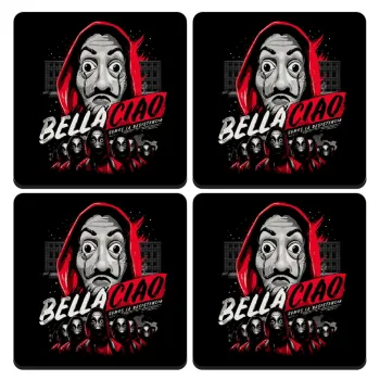 Bella Ciao  Somos La resistencia, ΣΕΤ 4 Σουβέρ ξύλινα τετράγωνα (9cm)