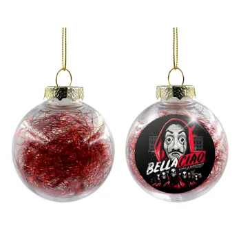 Bella Ciao  Somos La resistencia, Transparent Christmas tree ball ornament with red filling 8cm