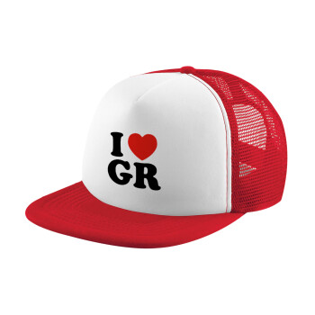 I Love GR, Καπέλο Soft Trucker με Δίχτυ Red/White 