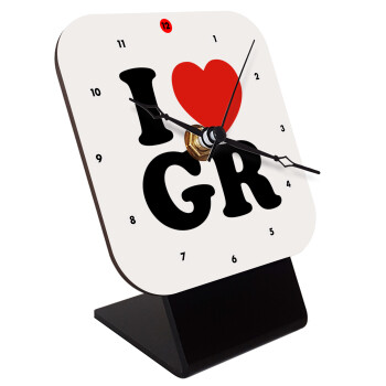 I Love GR, Quartz Wooden table clock with hands (10cm)