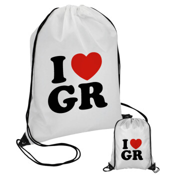 I Love GR, Τσάντα πουγκί με μαύρα κορδόνια (1 τεμάχιο)