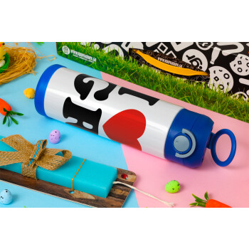 I Love GR, Πασχαλινή Λαμπάδα με Παιδικό παγούρι θερμό, ανοξείδωτο, με καλαμάκι ασφαλείας, ΜΠΛΕ (500ml)