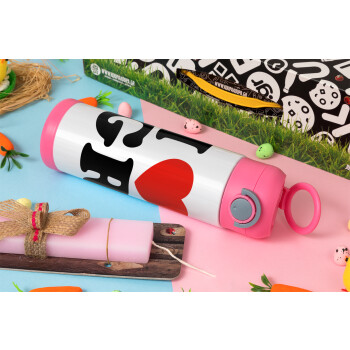 I Love GR, Πασχαλινή Λαμπάδα με Παιδικό παγούρι θερμό, ανοξείδωτο, με καλαμάκι ασφαλείας, ΡΟΖ (500ml)