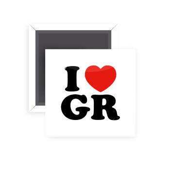 I Love GR, Μαγνητάκι ψυγείου τετράγωνο διάστασης 5x5cm