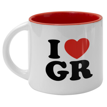 I Love GR, Κούπα κεραμική 400ml Λευκή/Κόκκινη