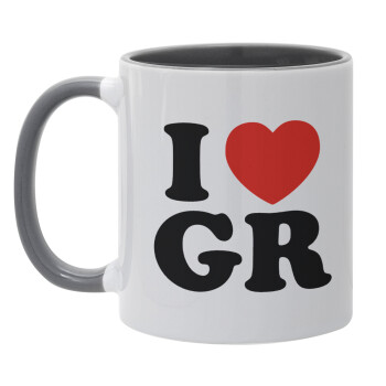 I Love GR, Mug colored grey, ceramic, 330ml