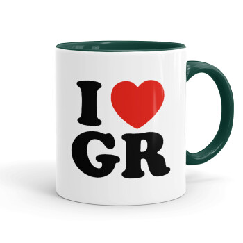 I Love GR, Mug colored green, ceramic, 330ml